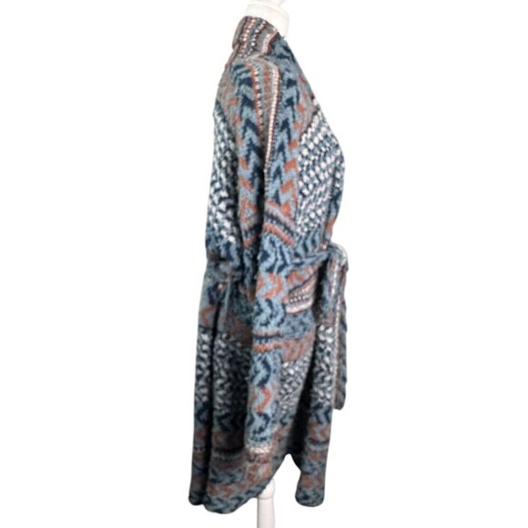 Free People Iona Wrap Cardigan Sweater Eyelash Yarn Belted Women's SZ Medium - Picture 5 of 13
